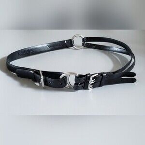 Lauren Ralph Lauren Women's Black Leather Tri-Strap Belt Size Medium